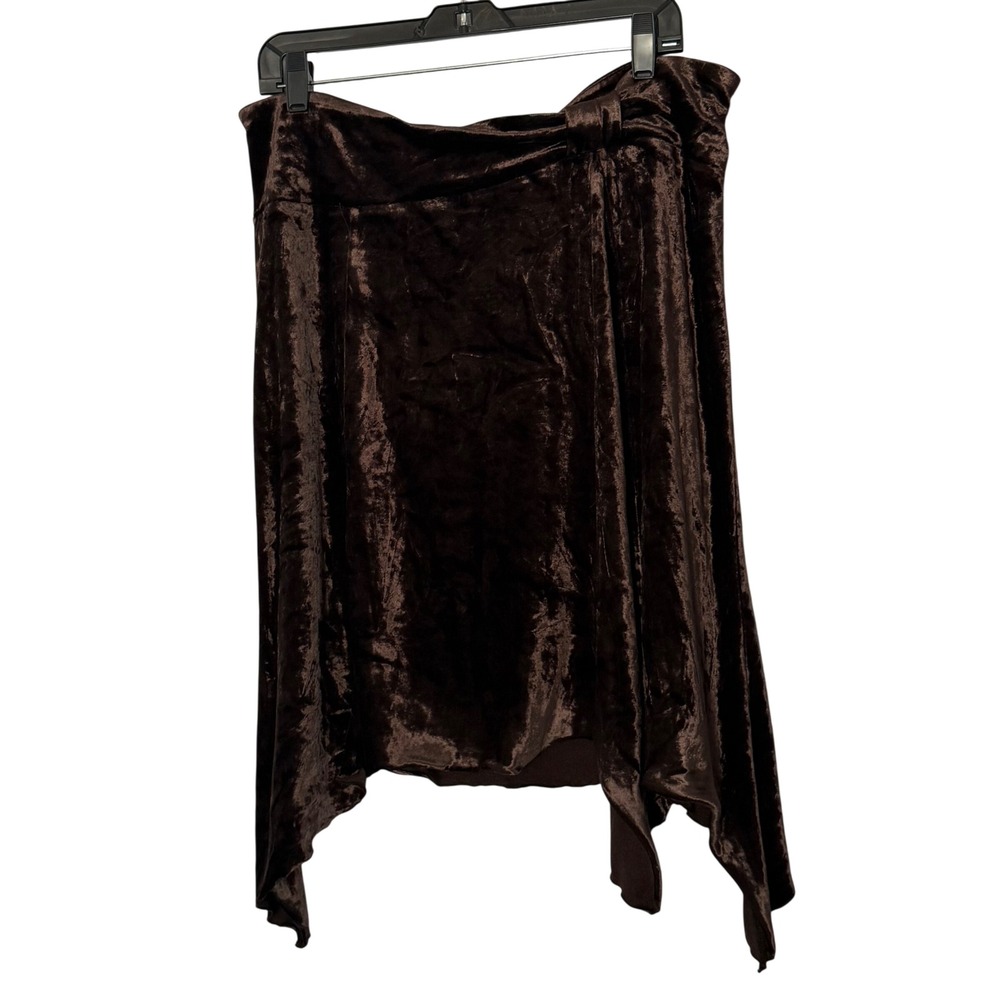 Vintage Express Velvet Brown Asymmetrical Hem Whimsigoth‎ 90s Boho - Large